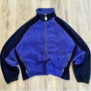 Vintage Blue & Black Patagonia styled full zip fleece men’s size S Made in CA